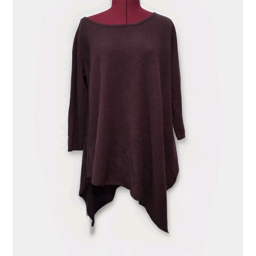 Ply Cashmere Sweater Womens Sm Asymmetrical Lagenlook Oversize‎ Purple Aubergine